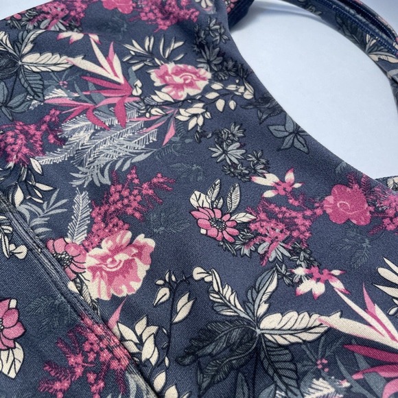 Freely Sports Bra Grey Pink Floral Strappy Racerback Crisscross Size L Large - Picture 7 of 7